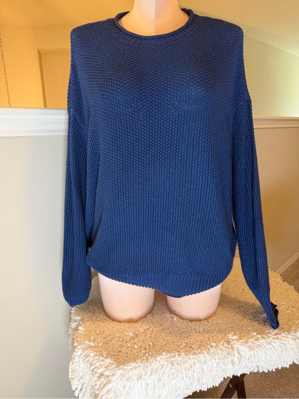 Jessica Simpson Navy Textured Crewneck Sweater
